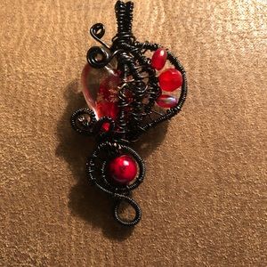 Hand wire wrapped heart lapel pin or necklace